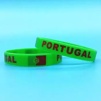 2 шт. Браслет с флагом Португалии Страна Силиконовый браслет Мужчины Женщины Мотивационная резинка Спортивный ремешок на запястье Модный браслет-манжета Аксессуары Подарки 2pcs