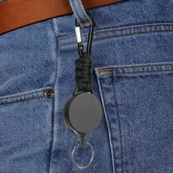 2 шт., брелки с карабином, 60 см, выдвижной стальной провод, многофункциональный выдвижной держатель для удостоверения личности, уличный выдвижной брелок с защитой от потери чёрный