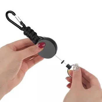 2 шт., брелки с карабином, 60 см, выдвижной стальной провод, многофункциональный выдвижной держатель для удостоверения личности, уличный выдвижной брелок с защитой от потери чёрный