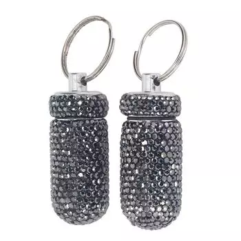 2 шт. брелок для ключей в виде флакона с лекарством с резиновым уплотнением из алюминиевого сплава и стразами портативный мини
