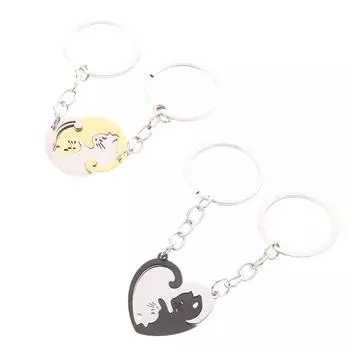 2 шт. брелок-головоломка с котом, пара любовников, одинаковые брелки с животными, подвески, подарок на день Святого Валентина для влюбленных, подвесные ювелирные изделия, брелок as the picture