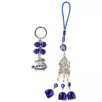 2 шт. брелок с изображением черепахи с голубым глазом, амулет на удачу, колокольчики, украшение для зеркала автомобиля, подвеска для учебы