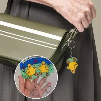 2 шт., брелок с утенком из мультфильма, желтая утка, брелок для ключей, акриловые украшения, клейкая подложка, набор ключей для пары, подвесной комплект с несколькими ключами