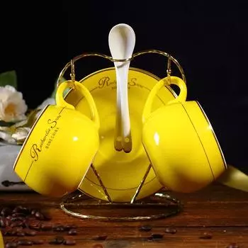 2 шт. британская керамическая чашка для послеобеденного чая с ложкой и набором тарелок, европейская роскошная фарфоровая кофейная кружка, бытовая чашка для завтрака и молока белый