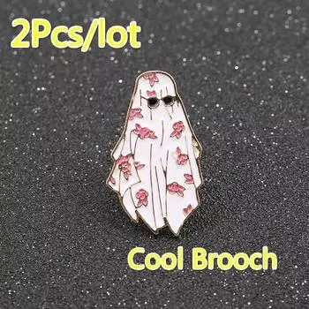 2 шт. брошь в виде капель для глаз в виде мультфильма «Призрак», креативная брошь, креативный узор белого халата Q2