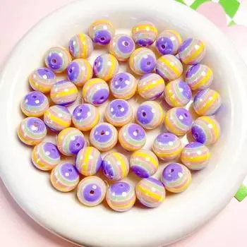 2 шт. Бусины DIY Материал Полосатый Контрастный цвет Сладкий цвет Гладкий браслет Ожерелье Артефакт розовый/фиолетовый
