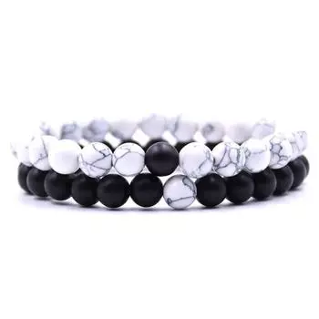 2 шт., бусины из натурального камня, эластичные браслеты для пары, ювелирные аксессуары на запястье