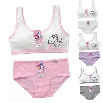 2 шт. бюстгальтер для девочек, хлопковое нижнее белье для подростков, тренировочный бюстгальтер, комплект для студентов, жилет для полового созревания, бюстгальтеры One Size