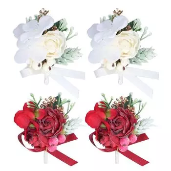 2 шт. бутоньерка яркие цвета изысканная элегантная портативная экономящая место многоразовая бутоньерка жениха f White