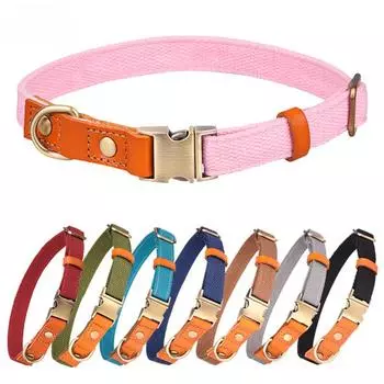 2 шт. быстросъемный ошейник для собак для щенков маленьких, средних и больших собак, регулируемый классический нейлон и кожа, прочный, случайный цвет S разноцветный