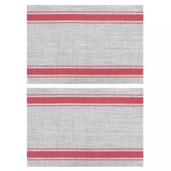 2 шт. Бытовая полосатая ПВХ-подложка для посуды Теплоизоляционная подставка для стола красный