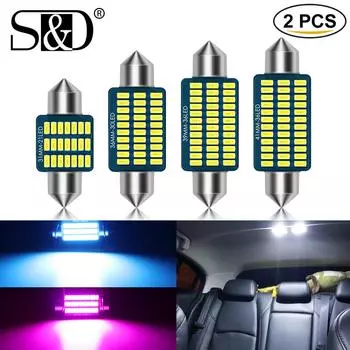 2 шт. C5W LED C10W Canbus Festoon 31 мм 36 мм 39 мм 41 мм Безошибочная лампа для чтения в салоне автомобиля 24SMD 3014 Чипы Лампы для номерного знака Авто Лампа постоянного тока 12 В 31MM белый