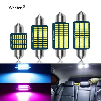 2 шт. C5W LED C10W Canbus Festoon 31 мм 36 мм 39 мм 41 мм Безошибочная лампа для чтения в салоне автомобиля 24SMD 3014 Чипы Лампы для номерного знака Авто Лампа постоянного тока 12 В 41mm-36SMD белый