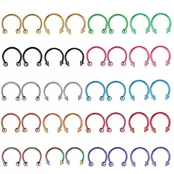 2 шт., C-образное кольцо из нержавеющей стали, кольцо в носу, серьги в форме подковы, украшения для пирсинга 1