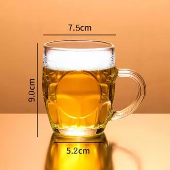 2 шт. Чашки из утолщенного стекла Прозрачные 260 мл Пивные кружки С ручкой Стаканы для бара Домашней вечеринки Чайная чашка Чашки для воды Маленький стакан для разливного пива 2pcs