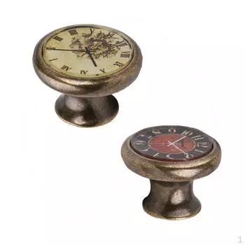 2 шт. часы, винтажные латунные дверные ручки шкафа, ящика, комода, ручки с винтами