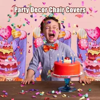 2 шт. чехлов на стулья с красочным мультяшным принтом, многоразовые, моющиеся, для классной комнаты, дня рождения, вечеринки в школу, украшения для сидений стульев, подушки для спинок стульев розовый