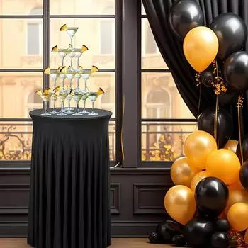 2 шт. чехлы для коктейльных столов 32 x 43 спандекс стрейч круглые скатерти юбка для приталенного стола с высокой столешницей бара банкета свадьбы вечеринки 60x110cmX2Pcs зелёный