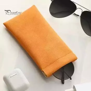 2 шт. Чехол для солнцезащитных очков Мягкий автоматически закрывающийся стильный чехол из искусственной кожи с подкладкой против царапин Компактная сумка для очков Мешок для чистки экрана из микрофибры зелёный