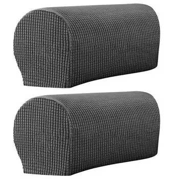 2 шт. чехол на подлокотники для дивана, эластичный утолщенный, грязеотталкивающий однотонный мягкий тканевый противоскользящий диван 2pcs темно-серого