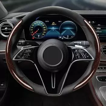 2 шт. чехол рулевого колеса автомобиля из углеродного волокна силикона на заказ противоскользящий усилитель чехол автомобильные аксессуары для Auto Deco 2024 углеродного волокна черного