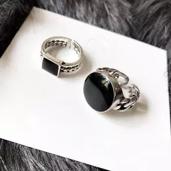 2 шт. черное мужское кольцо в стиле панк-рок, гладкое ювелирное изделие в стиле хип-хоп для вечеринки, мужская и женская цепочка, геометрическое квадратное готическое кольцо с большим шарниром