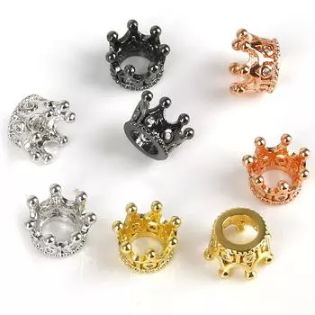 2 шт. микро-паве черные кубические циркониевые коронные бусины-шармы для самостоятельного изготовления ювелирных изделий, аксессуаров для браслетов