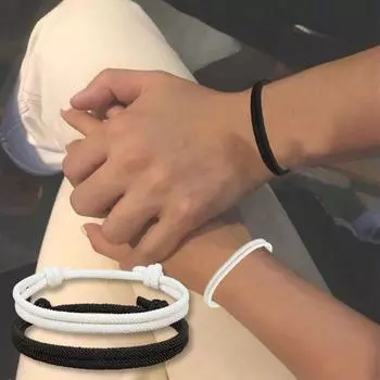 2 шт., черный, белый цвет, браслет ручной работы для пары, легкий регулируемый браслет из веревки, браслет дружбы, подарок на день рождения B красный