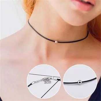 2 шт., черный простой кулон в стиле Харадзюку с бисером, воротник-колье, ожерелье, женские украшения, аксессуары для свадебного костюма