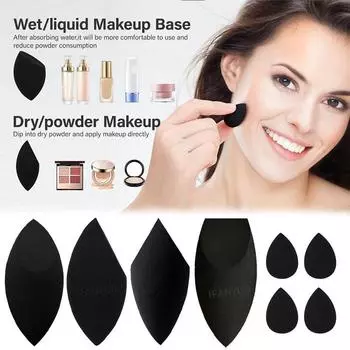 2 шт. Черный спонж для макияжа, кушон для растушевки, 7 форм, яйцо, оливка, капля, тыква, мягкая косметическая пуховка, тональная основа, пудра, косметический инструмент Droplet B