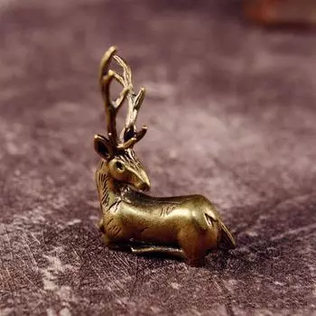 2 шт. Чистая медь Мини Статуэтка Оленя Изысканный Рождественский Олень Украшения Настольные Аксессуары Deer