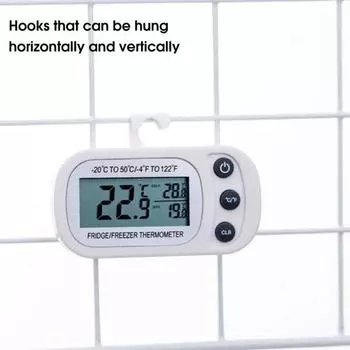 2 шт. цифровой термометр для холодильника с ЖК-дисплеем, запись макс./мин. показаний по Цельсию и Фаренгейту, конвертер термометра для холодильника с крючком чёрный