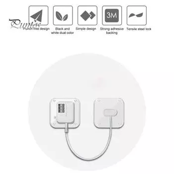 2 шт., цифровые замки без ключа со стальным тросом, самоклеящиеся, с защитой от детей, дверные замки для морозильной камеры, ящика, шкафа, мебельные замки 2pcs Ellipse чёрный