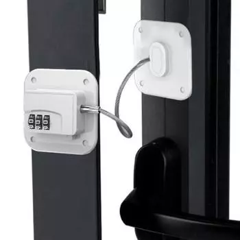 2 шт., цифровые замки без ключа со стальным тросом, самоклеящиеся, с защитой от детей, дверные замки для морозильной камеры, ящика, шкафа, мебельные замки 2pcs Square чёрный