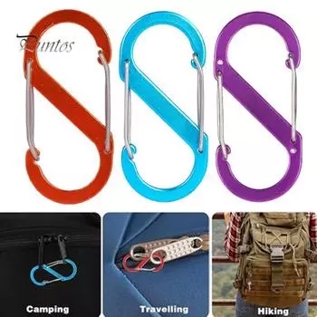 2 шт. цветной карабин, противоугонные зажимы на молнии, прочные несущие портативные зажимы для ключей на открытом воздухе, для кемпинга, S-образные карабины S оранжевый