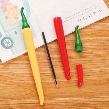 2 шт., цветные гелевые ручки, 0,5 мм, тонкие нескользящие, удобные ручки, новые ручки в форме перца, офисные принадлежности 2pcs зелёный