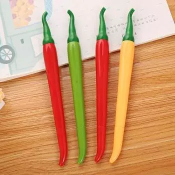 2 шт., цветные гелевые ручки, 0,5 мм, тонкие нескользящие, удобные ручки, новые ручки в форме перца, офисные принадлежности 2pcs зелёный