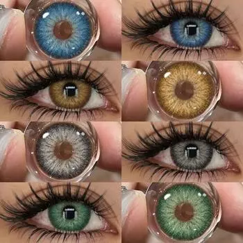 2 шт. цветные контактные линзы для глаз, модные синие контактные линзы, коричневые линзы, серые зрачковые линзы, годовые косметические зеленые контактные линзы SERBIA-BLUE