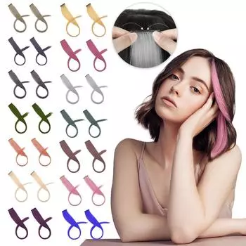 2 шт. цветные накладные волосы на клипсе 20 дюймов, прямые разноцветные волосы, аксессуары для наращивания волос для девочек, женщин, подарок, вечеринка, парик, шт. One Size