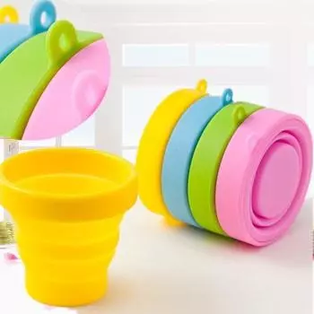 2 шт. цветные силиконовые складные чашки, удобные чашки для путешествий на открытом воздухе, силиконовые спортивные чашки для пикника, рекламная чашка