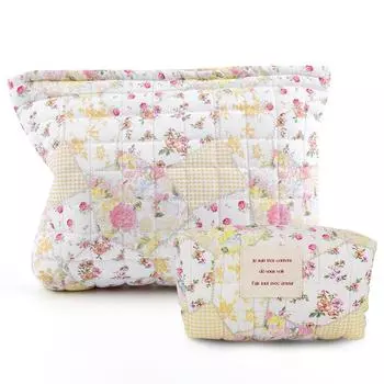 2 шт. Цветочная косметичка, симпатичная сумка-держатель для средств по уходу за кожей, мягкая сумка для хранения косметики красный