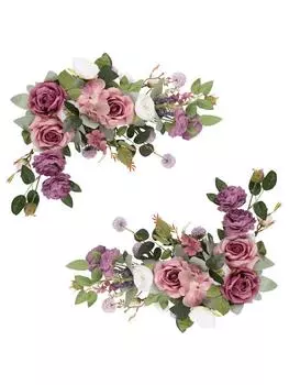 2 шт. цветочные гирлянды для свадебной арки, угловая цветочная композиция, искусственные розы, комбинированные шелковые пионы, цветочные гирлянды для украшения свадебной арки белый