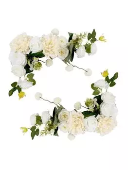 2 шт. цветочные гирлянды для свадебной арки, угловая цветочная композиция, искусственные розы, комбинированные шелковые пионы, цветочные гирлянды для украшения свадебной арки белый