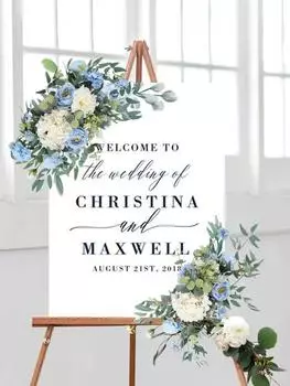 2 шт. Цветочные гирлянды для свадебной арки Искусственные цветы для свадебных арок для церемониальных арок Цветы для свадебных украшений синий