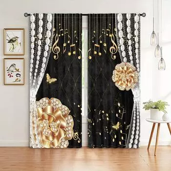 2 шт. Цветочные стильные занавески с подсолнухами с цифровой печатью, идеально подходят для гостиной, спальни, офиса, комнаты принцессы и домашнего декора W60H60(CM)x2pcs&HOOK