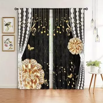 2 шт. Цветочные стильные занавески с подсолнухами с цифровой печатью, идеально подходят для гостиной, спальни, офиса, комнаты принцессы и домашнего декора W60H60(CM)x2pcs&HOOK