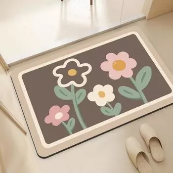 2 шт. Цветочный диатомовый грязевой коврик для пола, быстросохнущий коврик для ног в ванную, нескользящий коврик для туалета, впитывающий коврик для двери 40*60cm