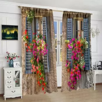 2 шт. - цветок-труба - занавеска с принтом - материал полиэстер - занавеска для спальни, гостиной, кабинета 30inchx65inchx2Pcs