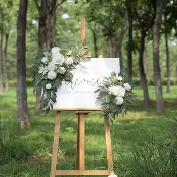 2 шт. Цветы для свадебной арки, искусственные цветочные гирлянды, декоративные, зеленые листья для дверной перемычки white