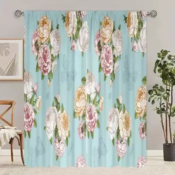 2 шт. - цветы - напечатанная занавеска - материал полиэстер - для спальни гостиной кабинета занавеска, препятствующая приватности 30inchx65inchx2Pcs